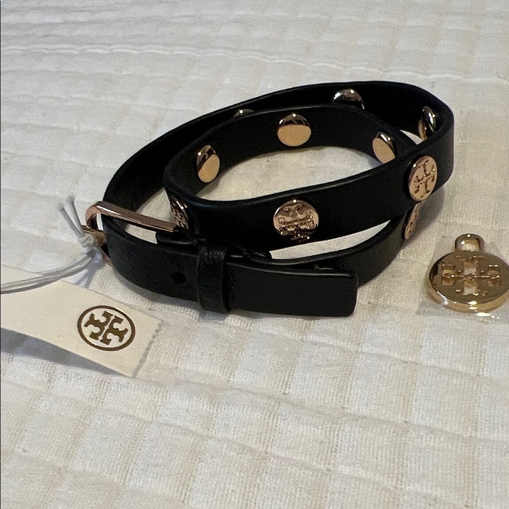 Tory Burch Black Bracelet with Gold Accents